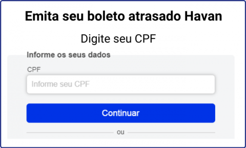Emita seu boleto atrasado Havan