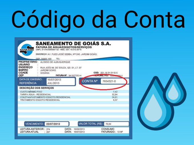 Encontre o número da conta Saneago